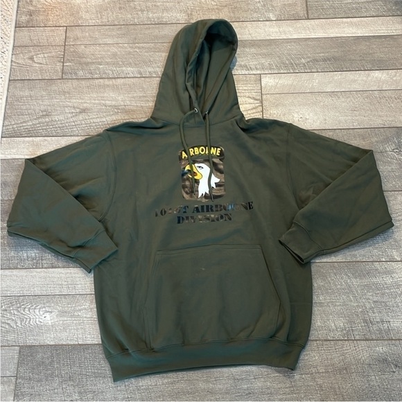 Hunter Green Military Hooded Sweatshirt Size Large. - Picture 7 of 7